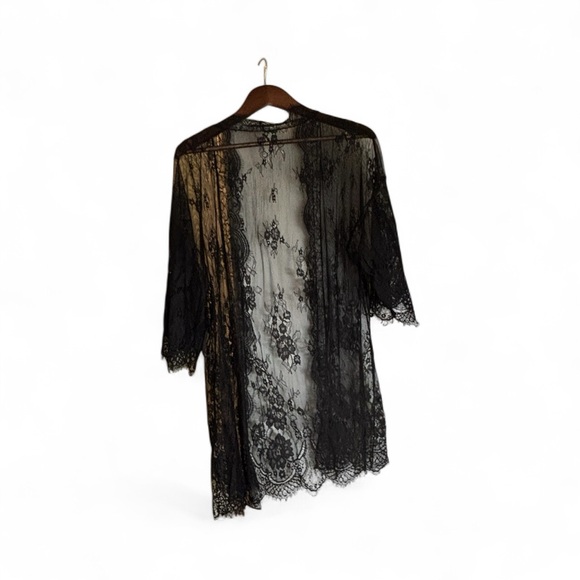 Mavidlove long sleeve Elegant Black Lace Women's Robe Size large - Picture 2 of 9